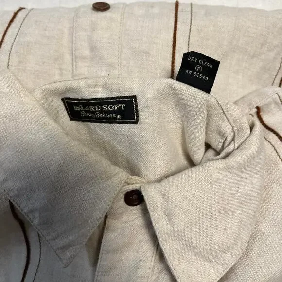 Tommy Bahama Island Soft Linen Shirt Mens M Button Up Long Sleeve Brown Beach - Picture 5 of 8